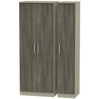 Contrast Panga and Mushroom Triple Wardrobe - Tall Plain