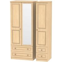 Corrib Light Oak Triple Wardrobe - Mirror with Drawer