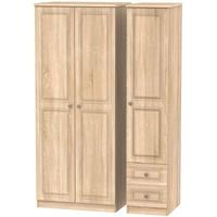 Corrib Bardolino Oak Triple Wardrobe - Plain with 2 Drawer