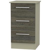 Contrast Panga and Mushroom Bedside Cabinet - 3 Drawer Locker