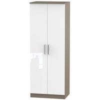 Contrast High Gloss White and Toronto Wardrobe - Tall 2ft 6in with Double Hanging