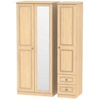 corrib light oak triple wardrobe mirror with 2 drawer