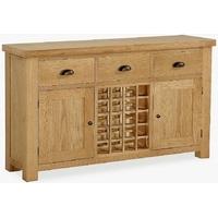 Corndell Fairford Oak Large Console Table with Wine Rack