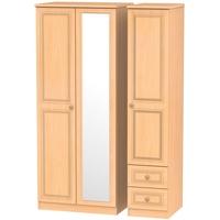 Corrib Beech Triple Wardrobe - Mirror with 2 Drawer