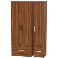 contrast noche walnut triple wardrobe tall with drawer