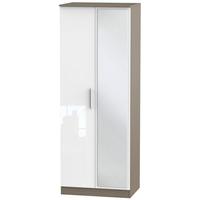 contrast high gloss white and toronto wardrobe tall 2ft 6in with mirro ...