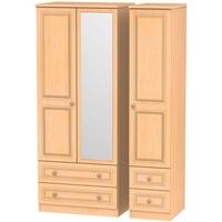 Corrib Beech Triple Wardrobe - Mirror with Drawer