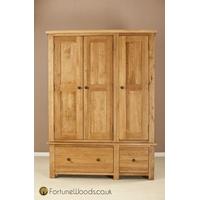 cotswold oak wardrobe 3 door 2 drawer