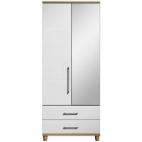 Corsica White Mirrored Gents Wardrobe - 2 Door 2 Drawer