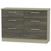 Contrast Panga and Mushroom Chest of Drawer - 6 Drawer Midi