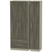 contrast panga and mushroom triple wardrobe tall with 2 drawer