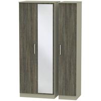 contrast panga and mushroom triple wardrobe tall with mirror