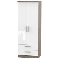 contrast high gloss white and toronto wardrobe tall 2ft 6in with 2 dra ...