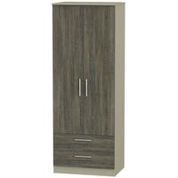 Contrast Panga and Mushroom Wardrobe - Tall 2ft 6in with 2 Drawer