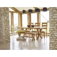 Corndell Fairford Oak Cross Legs Dining Set with 2 Chair and Bench