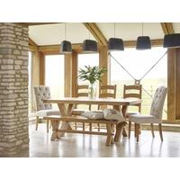 Corndell Fairford Oak Cross Legs Dining Set with 2 Chalsea Chairs and Bench