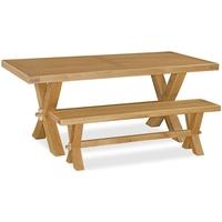 corndell fairford oak cross legs dining set with 2 benches