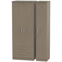 Contrast Toronto Walnut Triple Wardrobe - Tall with 2 Drawer