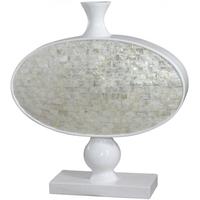 continental cream shell fibre glass stemmed vase oval set of 2