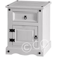 Core Corona Whitewash Bedside Cabinet - 1 Door 1 Drawer