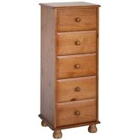 Core Dovedale Pine Chest of Drawer - 5 Drawer Narrow