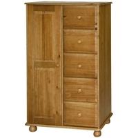 core dovedale pine tallboy 1 door 5 drawer