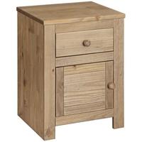 Core Hacienda Pine Bedside Cabinet - 1 Door 1 Drawer