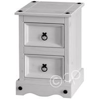 Core Corona Whitewash Petite Bedside Cabinet - 2 Drawer