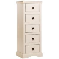 Core Quebec Cream Painted Chest of Drawer - 5 Drawer Narrow