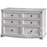 Core Corona Whitewash Chest of Drawer - 3+3 Drawer Wide