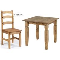 Core Corona Pine Square Dining Set with 4 Chairs