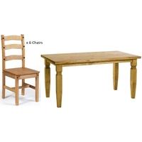 Core Corona Pine Rectangular Dining Set with 6 Chairs