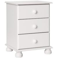 Copenhagen White 3 Drawer Bedside Cabinet