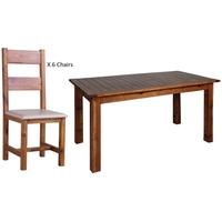 core denver pine dining set with 6 cream seatpad chairs