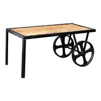 Cosmo Industrial Cart Coffee Table, Natural