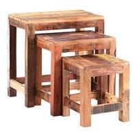 coastal wooden nest of 3 side tables natural