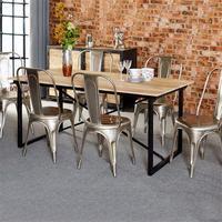 cosmo industrial dining set with 6 chairs naturalsilver