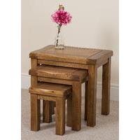 Cotswold Rustic Solid Oak Nest of 3 Tables