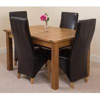 cotswold rustic 132 198cm extending dining table 4 black lola leather  ...