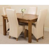 cotswold rustic 132 198cm extending dining table 4 ivory lola leather  ...