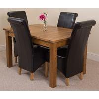 cotswold rustic 132 198cm extending dining table 4 black montana leath ...