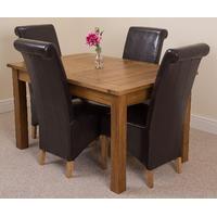 cotswold rustic 132 198cm extending dining table 4 brown montana leath ...