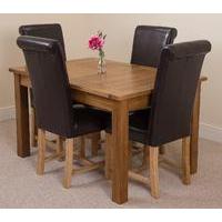 Cotswold Rustic 132-198cm Extending Dining Table & 4 Brown Washington Leather Chairs