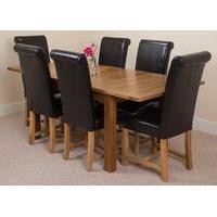 cotswold rustic 132 198cm extending dining table 6 black washington le ...