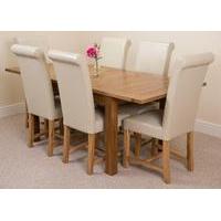 cotswold rustic 132 198cm extending dining table 6 ivory washington le ...