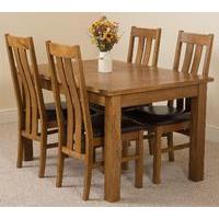 Cotswold Rustic 132-198cm Extending Dining Table & 4 Princeton Rustic Solid Oak Chairs