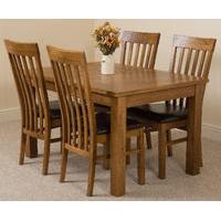 Cotswold Rustic 132-198cm Extending Dining Table & 4 Harvard Rustic Solid Oak Chairs