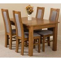 Cotswold Rustic 132-198cm Extending Dining Table & 4 Stanford Rustic Solid Oak Chairs