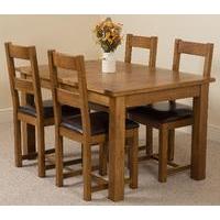 Cotswold Rustic 132-198cm Extending Dining Table & 4 Lincoln Rustic Oak Chairs