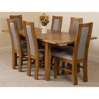 Cotswold Rustic 132-198cm Extending Dining Table & 6 Stanford Rustic Solid Oak Chairs